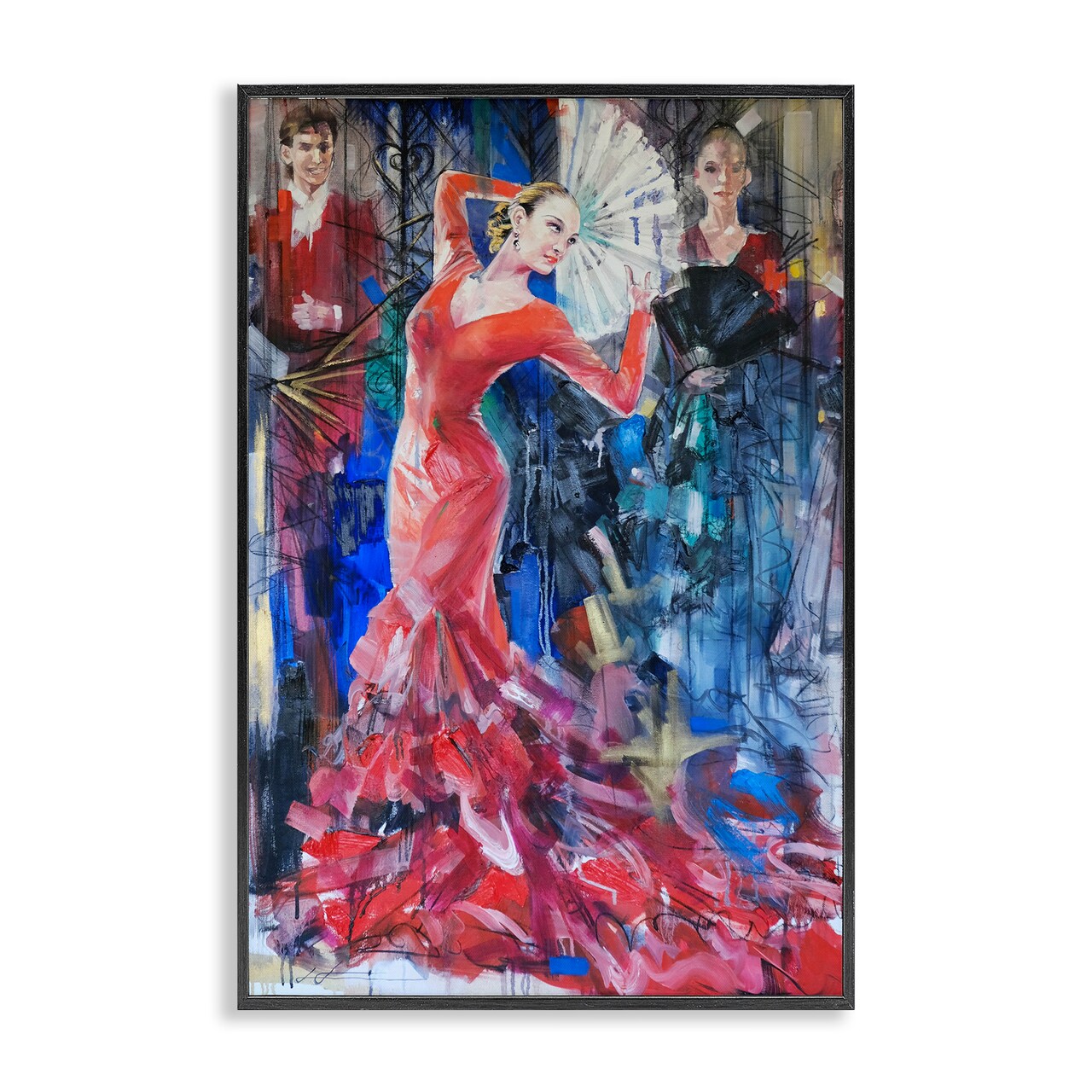 Stupell Industries Bold Dancer with Fan Framed Giclee Design by Lucille Lee